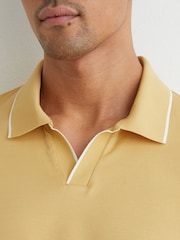 Reiss Yellow Nico Air-Water Cotton Tipped Polo Shirt - Image 3 of 6