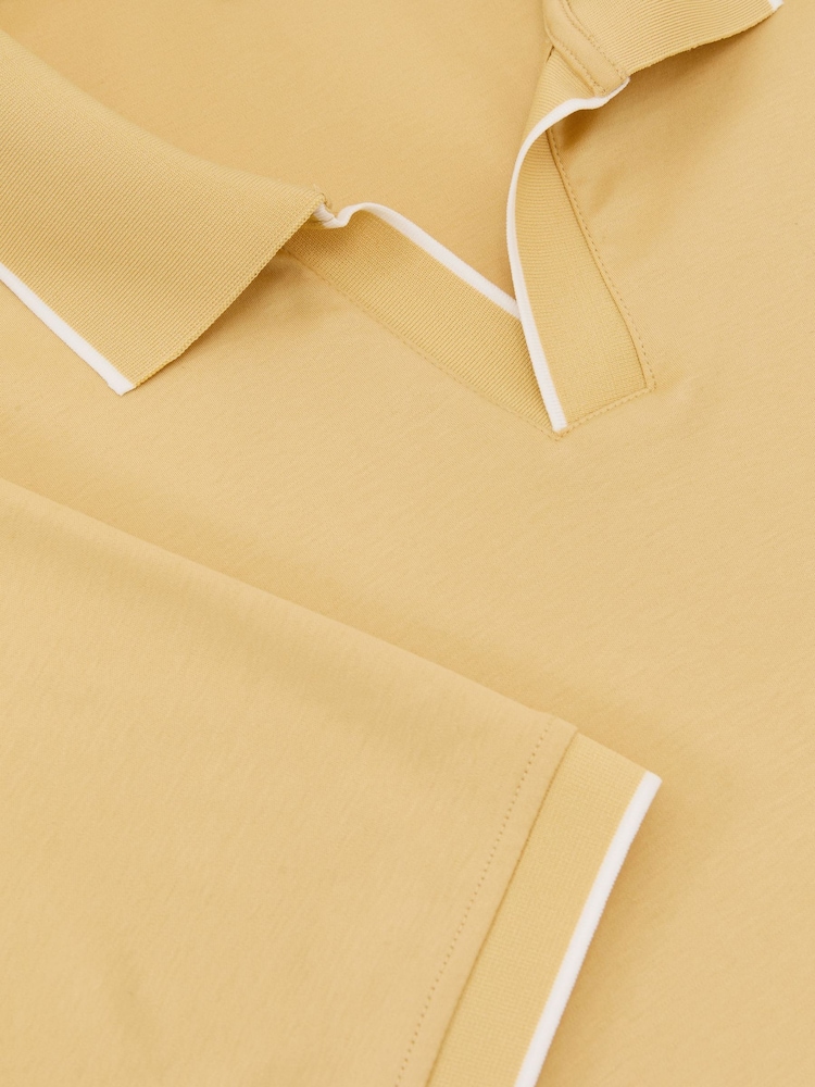 Reiss Yellow Nico Air-Water Cotton Tipped Polo Shirt - Image 6 of 6