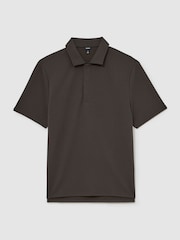Reiss Brown Reed Textured Concealed-Placket Polo Shirt - Image 2 of 6