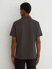Reiss Brown Reed Textured Concealed-Placket Polo Shirt - Image 5 of 6