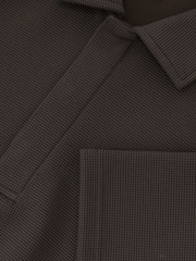 Reiss Brown Reed Textured Concealed-Placket Polo Shirt - Image 6 of 6