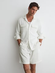 Reiss White Vento Textured Twin-Pocket Regular-Fit Shirt - Image 1 of 7