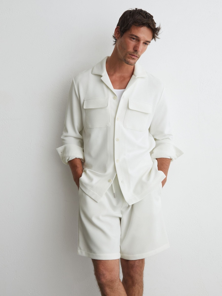 Reiss White Vento Textured Twin-Pocket Regular-Fit Shirt - Image 1 of 7 Reiss White Vento Textured Twin-Pocket Regular-Fit Shirt - Image 1 of 7
