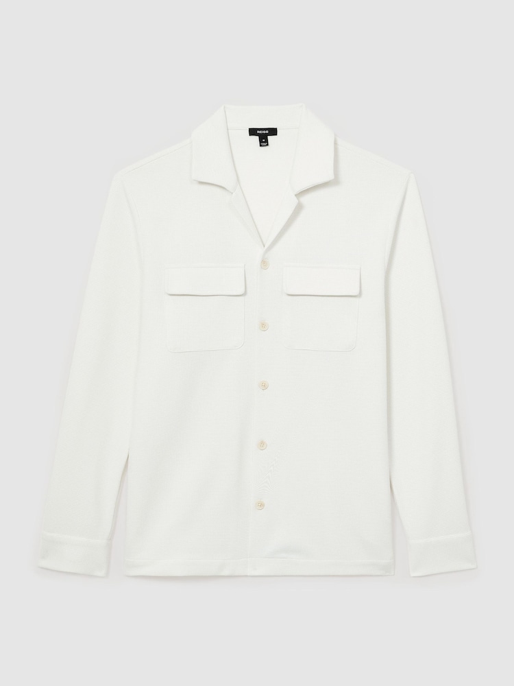 Reiss White Vento Textured Twin-Pocket Regular-Fit Shirt - Image 2 of 7 Reiss White Vento Textured Twin-Pocket Regular-Fit Shirt - Image 2 of 7