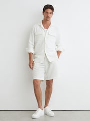 Reiss White Vento Textured Twin-Pocket Regular-Fit Shirt - Image 4 of 7