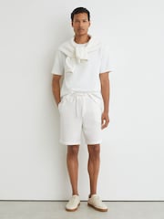 Reiss White Renly Textured Drawstring Shorts - Image 1 of 6
