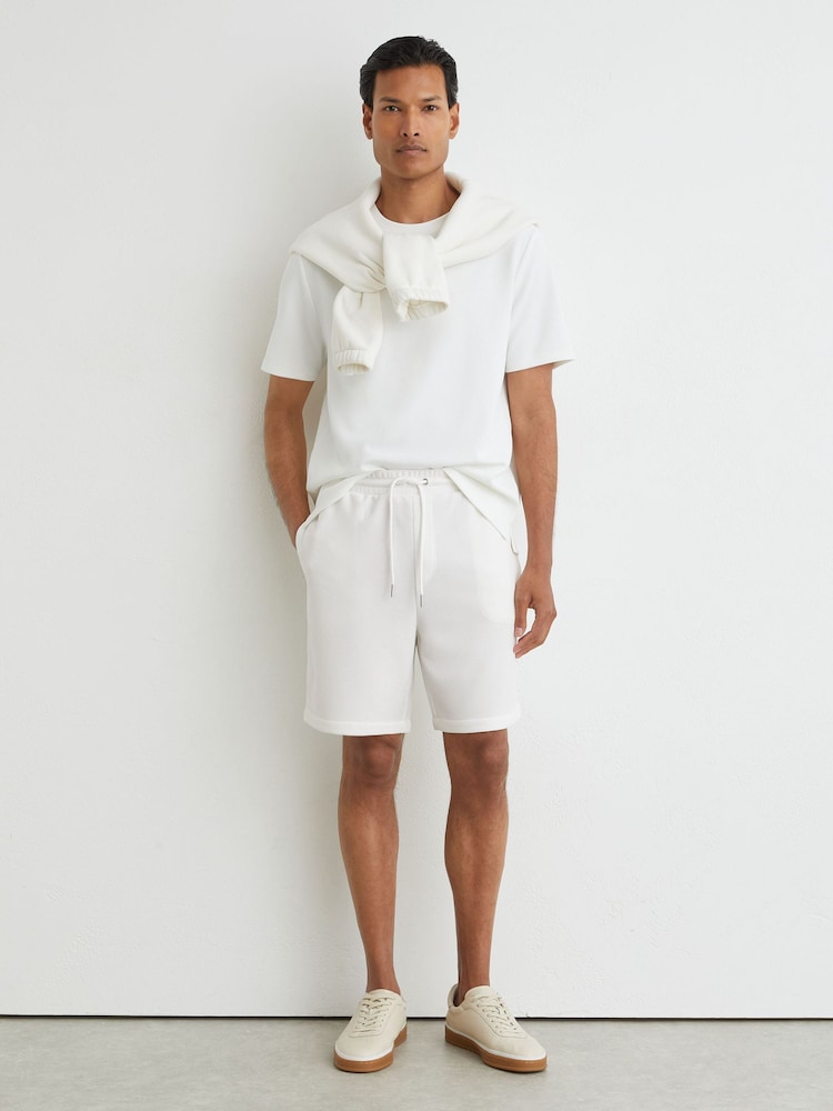 Reiss White Renly Textured Drawstring Shorts - Image 1 of 6 Reiss White Renly Textured Drawstring Shorts - Image 1 of 6
