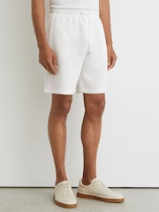 Reiss White Renly Textured Drawstring Shorts - Image 4 of 6