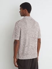 Reiss White/Camel Marco Cotton-Blend Half-Button Marled Polo - Image 5 of 6