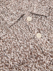 Reiss White/Camel Marco Cotton-Blend Half-Button Marled Polo - Image 6 of 6