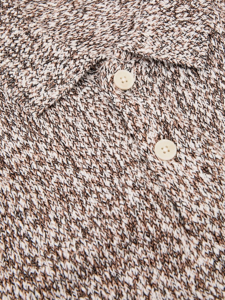 Reiss White/Camel Marco Cotton-Blend Half-Button Marled Polo - Image 6 of 6 Reiss White/Camel Marco Cotton-Blend Half-Button Marled Polo - Image 6 of 6