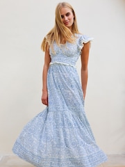 Aspiga Blue Pippa Cotton Block Print Dress - Image 4 of 4