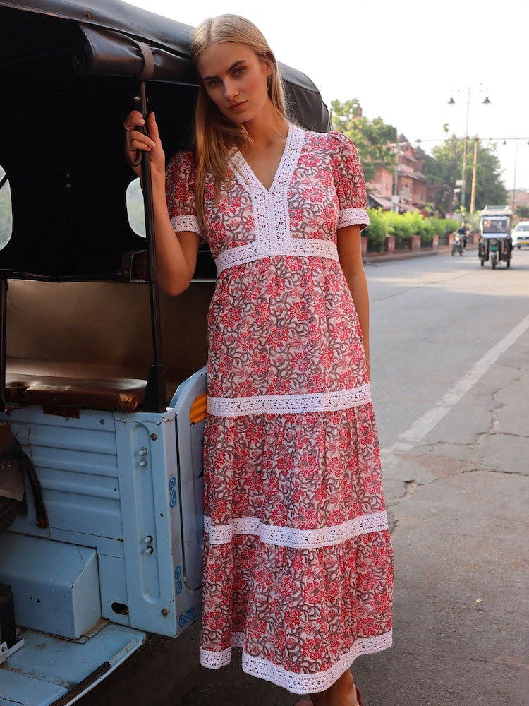Aspiga Pink Enny Cotton Short Sleeve Dress - Image 1 of 5 Aspiga Pink Enny Cotton Short Sleeve Dress - Image 1 of 5