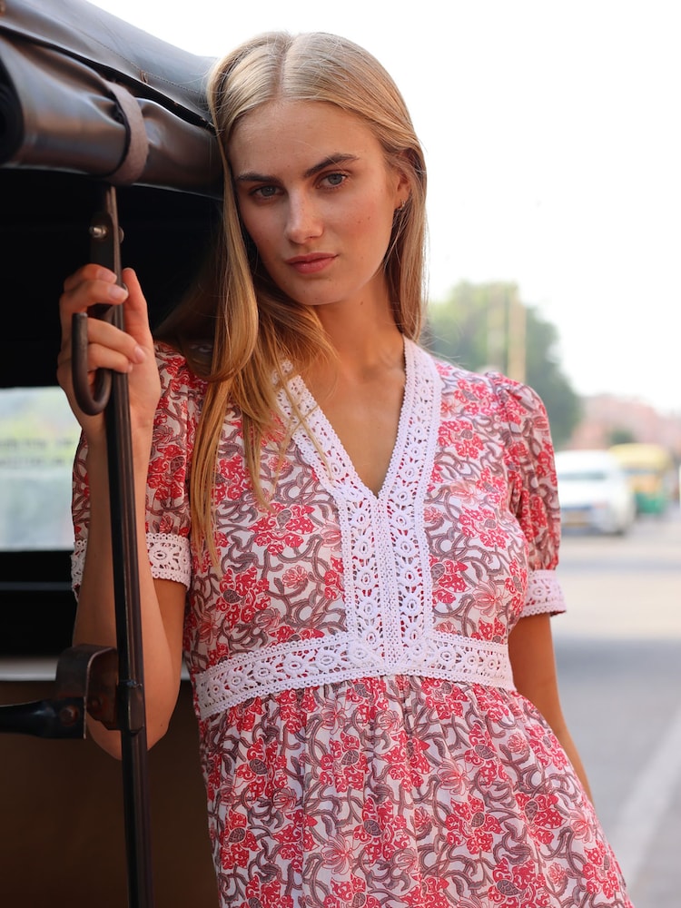 Aspiga Pink Enny Cotton Short Sleeve Dress - Image 2 of 5 Aspiga Pink Enny Cotton Short Sleeve Dress - Image 2 of 5