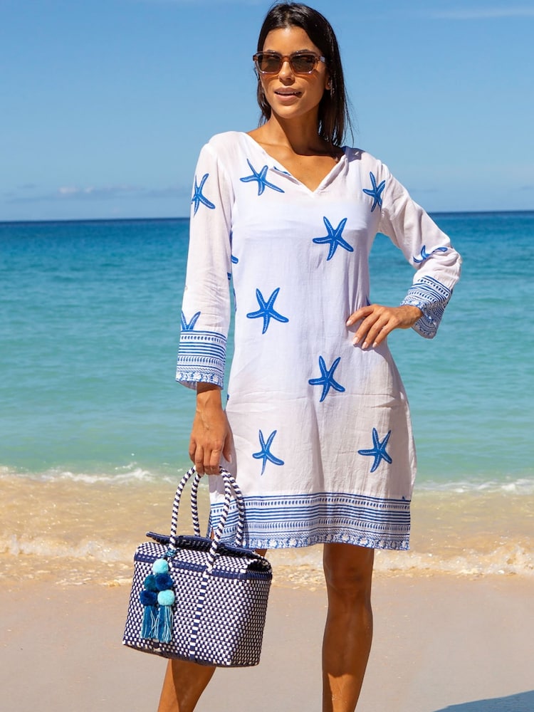 Aspiga Blue Guadalupe Short Cotton Tunic - Image 1 of 5 Aspiga Blue Guadalupe Short Cotton Tunic - Image 1 of 5
