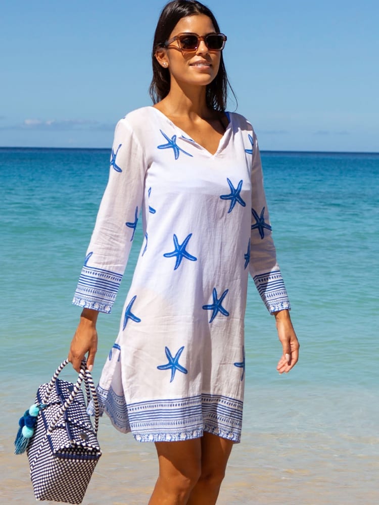 Aspiga Blue Guadalupe Short Cotton Tunic - Image 5 of 5 Aspiga Blue Guadalupe Short Cotton Tunic - Image 5 of 5