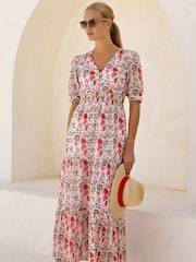 Aspiga Red Billie Short Sleeve Cotton Dress - Image 1 of 4