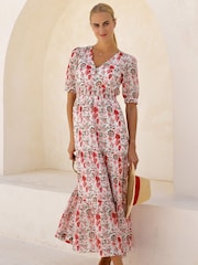 Aspiga Red Billie Short Sleeve Cotton Dress - Image 3 of 4