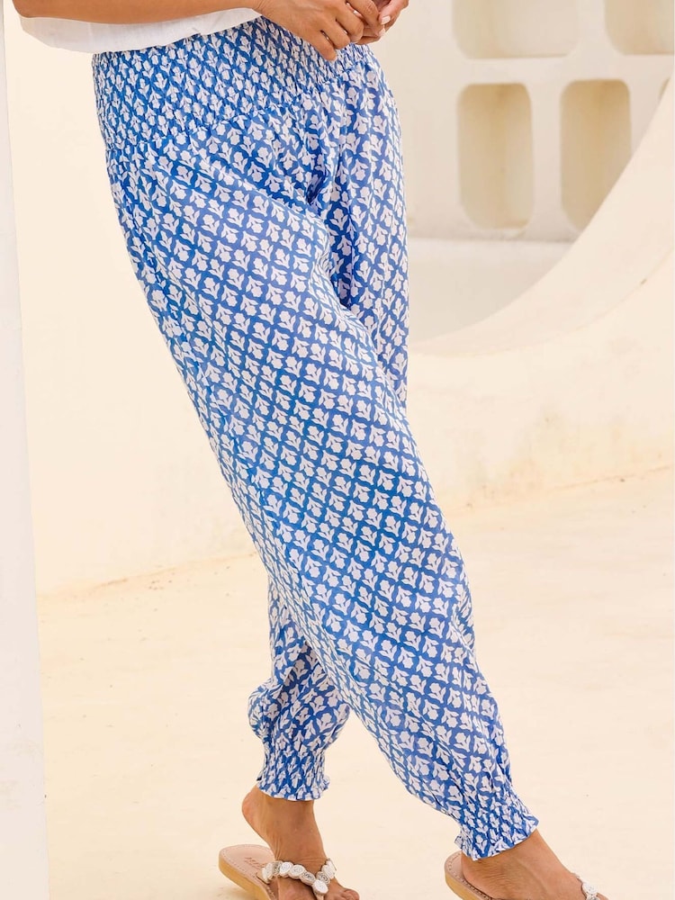Aspiga Blue Harem Cotton Trousers - Image 1 of 5