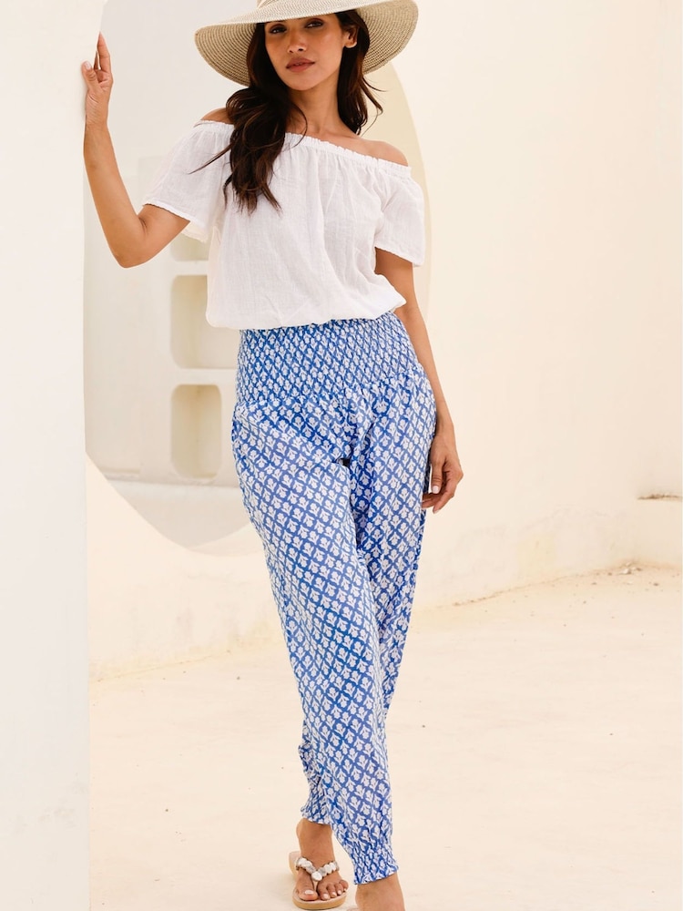 Aspiga Blue Harem Cotton Trousers - Image 5 of 5
