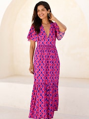 Aspiga Blue/Pink Sylvie EcoVero Dress - Image 1 of 6