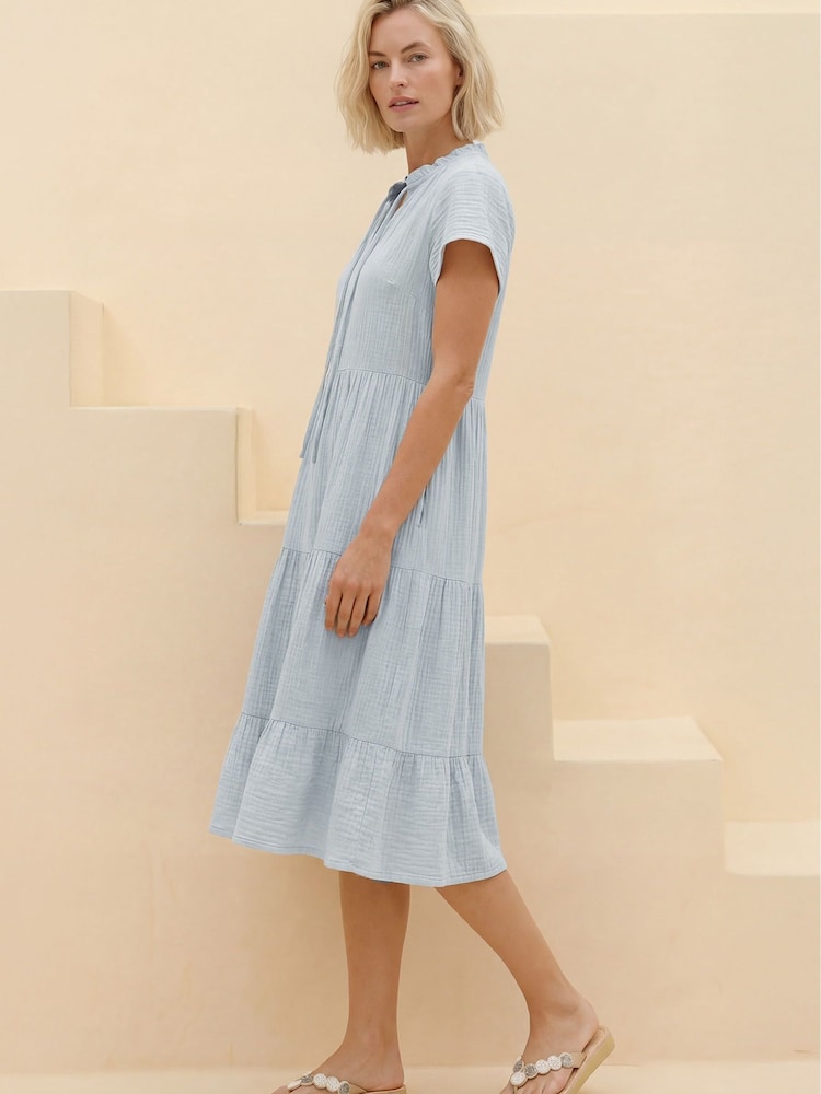 Aspiga Blue Lois Cotton Cheesecloth Dress - Image 2 of 4 Aspiga Blue Lois Cotton Cheesecloth Dress - Image 2 of 4