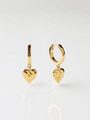 Carrie Elizabeth Gold Tone Loveheart Drop Huggie Hoops - Image 1 of 4