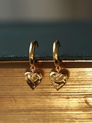 Carrie Elizabeth Gold Tone Loveheart Drop Huggie Hoops - Image 3 of 4
