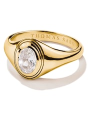 Thomas Sabo Gold Tone Bold Elegance Ring With Oval Zirconia Stone - Image 1 of 3