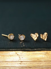 Carrie Elizabeth Gold Tone Sweetheart Studs Earrings - Image 2 of 3