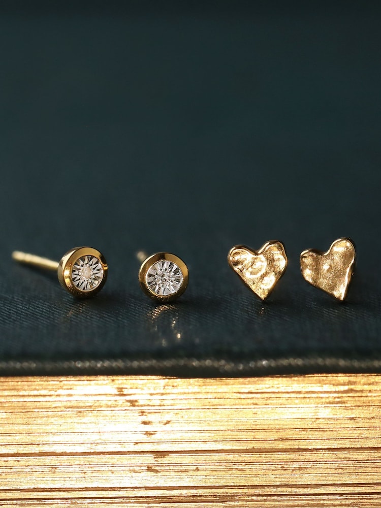 Carrie Elizabeth Gold Tone Sweetheart Studs Earrings - Image 2 of 3 Carrie Elizabeth Gold Tone Sweetheart Studs Earrings - Image 2 of 3