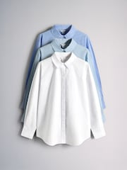 The Set 3 Pack Regular Fit Cotton Oxford Shirts White/Chambray Blue/Blue Stripe - Image 2 of 12