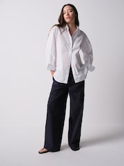 The Set 3 Pack Regular Fit Cotton Oxford Shirts White/Chambray Blue/Blue Stripe - Image 5 of 12