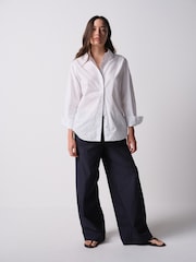 The Set 3 Pack Regular Fit Cotton Oxford Shirts White/Chambray Blue/Blue Stripe - Image 6 of 12