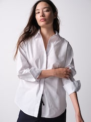 The Set 3 Pack Regular Fit Cotton Oxford Shirts White/Chambray Blue/Blue Stripe - Image 7 of 12