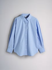 The Set 3 Pack Regular Fit Cotton Oxford Shirts White/Chambray Blue/Blue Stripe - Image 8 of 12