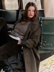 The Set Showerproof Trench Coat Khaki/Green - Image 8 of 12