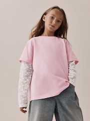 Pink Lace Long Sleeve Top (3-16yrs) - Image 1 of 7