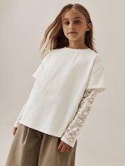 Cream Lace Long Sleeve Top (3-16yrs) - Image 1 of 8