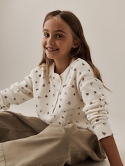 Ecru Ditsy Waffle Henley Top (3-16yrs) - Image 1 of 9