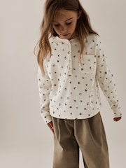 Ecru Ditsy Waffle Henley Top (3-16yrs) - Image 2 of 9