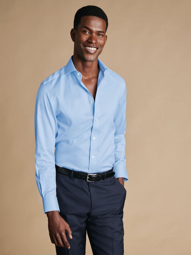 Charles Tyrwhitt Blue Slim Fit Non-Iron Puppytooth Shirt - Image 1 of 6