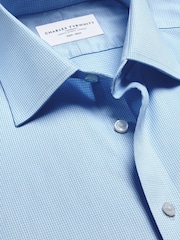 Charles Tyrwhitt Blue Slim Fit Non-Iron Puppytooth Shirt - Image 5 of 6