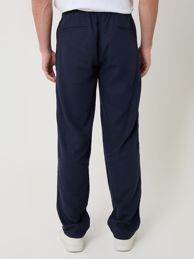 Threadbare Blue Linen Blend Drawcord Trousers - Image 2 of 4 Threadbare Blue Linen Blend Drawcord Trousers - Image 2 of 4