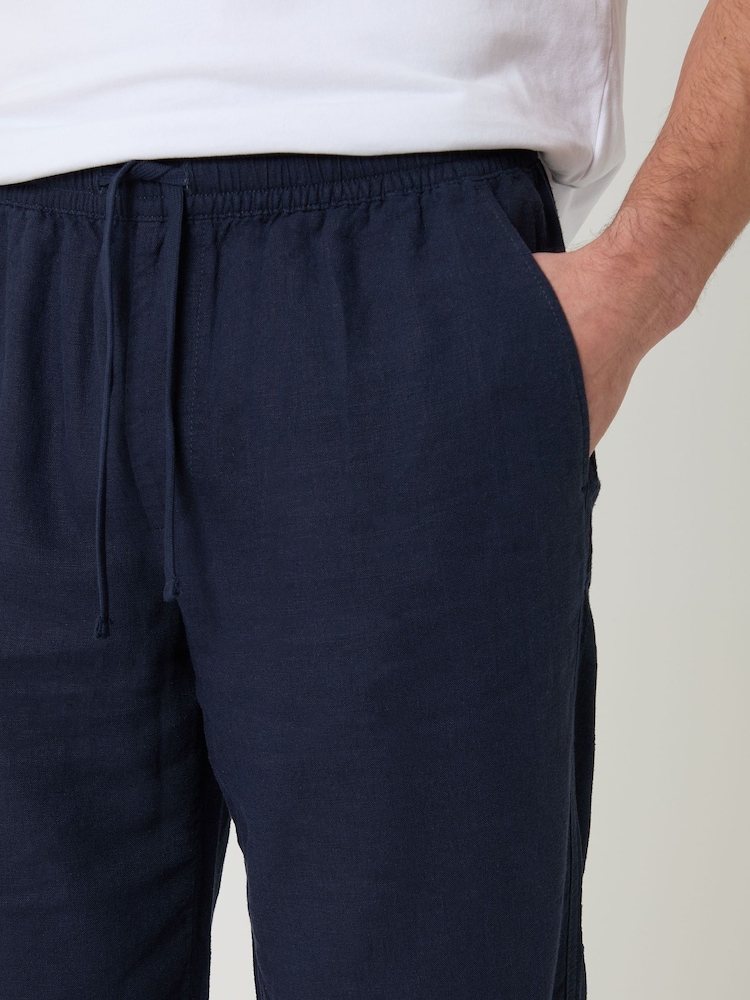Threadbare Blue Linen Blend Drawcord Trousers - Image 4 of 4 Threadbare Blue Linen Blend Drawcord Trousers - Image 4 of 4