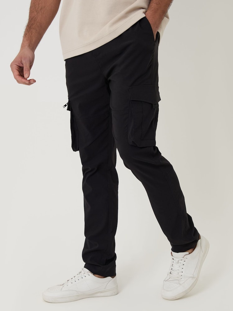 Threadbare Black Slim Fit Stretch Cargo Trousers - Image 1 of 4