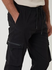 Threadbare Black Slim Fit Stretch Cargo Trousers - Image 4 of 4