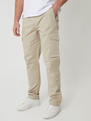 Threadbare Natural Cotton Cargo Trousers With Stretch - Image 1 of 4