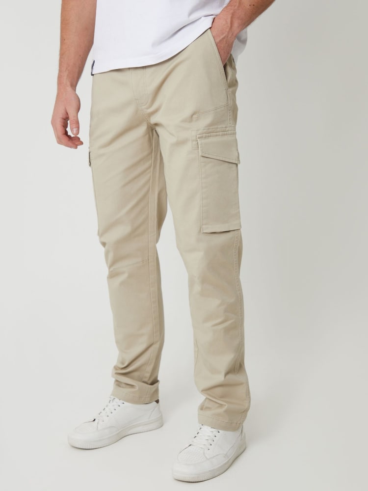 Threadbare Natural Cotton Cargo Trousers With Stretch - Image 1 of 4