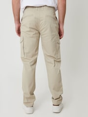 Threadbare Natural Cotton Cargo Trousers With Stretch - Image 2 of 4